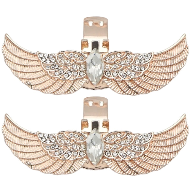 Miangastore Pinces de Décoration de Talon de Chaussure Forme Aile Dorée Femmes Saint-Valentin 2 Pcs 2.4X0.8X0.6In