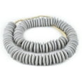 thumbnail image 3 of The Bead Chest Grey Ashanti Glass Saucer Beads 23mm Ghana African Large Hole 26 Inch Strand Handmade, 3 of 4