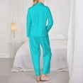 thumbnail image 5 of Junzan Aqua Print Womens Pajama Sets,Long Sleeve Button Down For Women Pjs 2 Piece, 5 of 9
