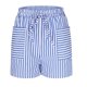 thumbnail image 4 of Pantalones Cortos Casuales de Verano para las Mujeres Cordón de Bolsillo a Rayas de Moda, Desgaste Callejero de Poliéster Aireado, 4 of 6