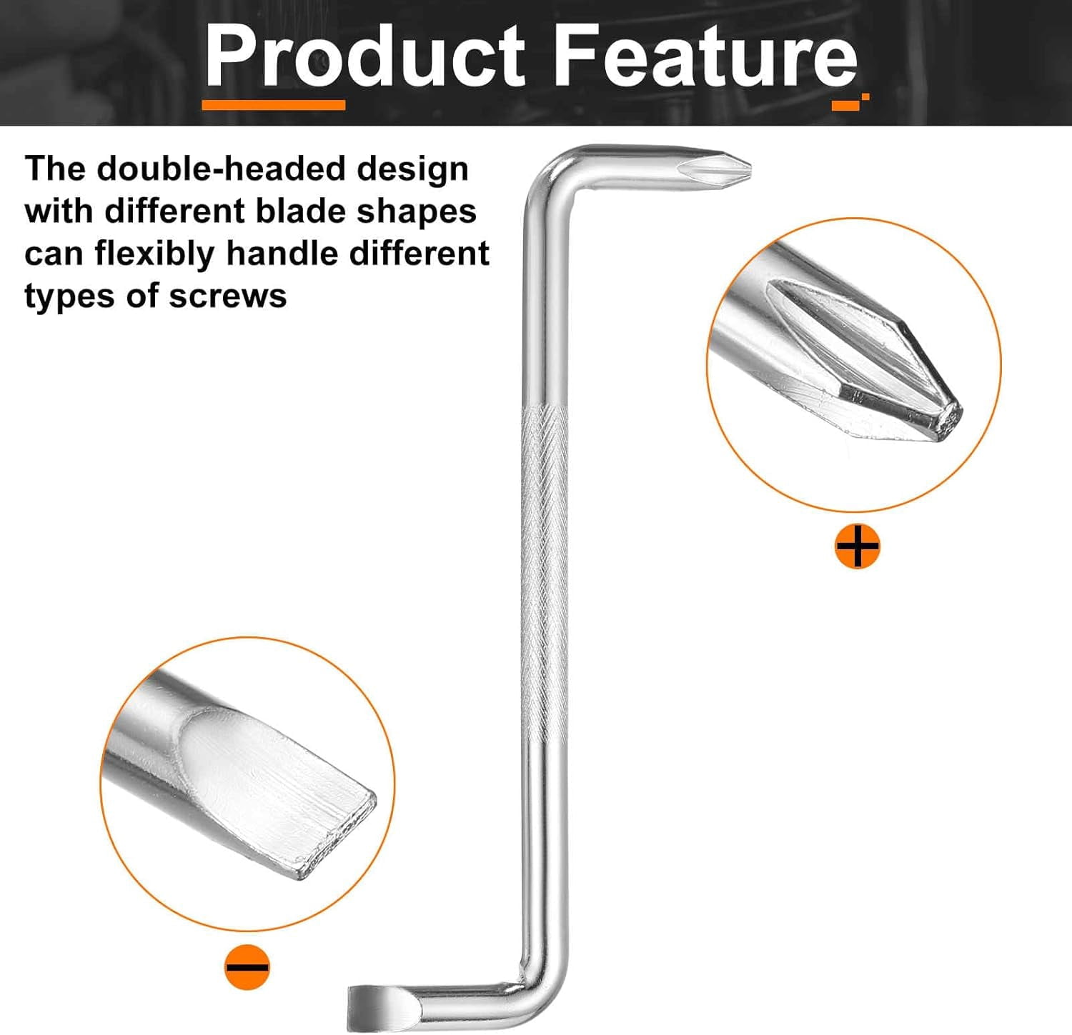 MKEUDQ-2pcs Offset Screwdriver Set PH3/SL8 Phillips Slotted Head Right Angle 90 Degree Screw Driver Double Ended Z-type Hand Tool for Home Appliance Repair
