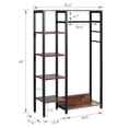 thumbnail image 6 of Javlergo Free-Standing Clothes Rack Storage Shelves Clothes Hanging Rack Wardrobe Closet Organizer, Brown, 6 of 7