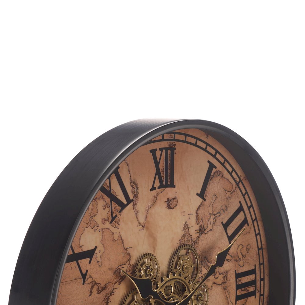 SEI Edson World Map Gear Clock/Beige