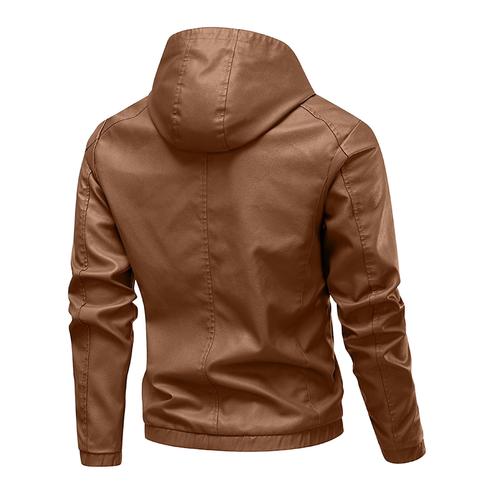 Mens Shirts Under $10 Men’s Hooded Leather Bomber Jacket Faux Full Zip Leather Jackets Lightweight Full Zip Motorcycle jacket