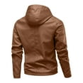 thumbnail image 3 of OGLCCG Men's Matte Faux Leather Hooded Jacket Motorcycle Zip-Up Loose Fit Biker Coat Fashion Long Sleeve Bomber Jacket with Pockets, 3 of 3