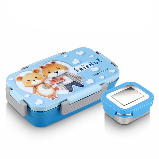 Fiambrera Signoraware Nugget de acero inoxidable con tapa de cierre hermético | Hermética y a prueba de fugas | Conserva la frescura de los alimentos | Ideal para niños | Perfecta para picnics y activ