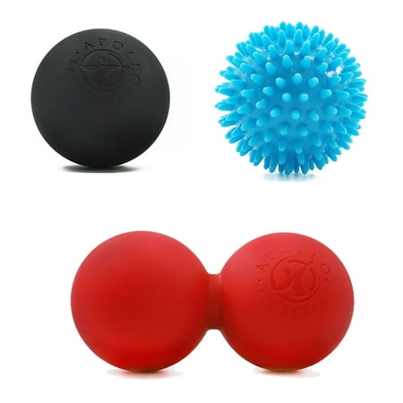 3 Pack Combo Lacrosse Ball Massagers: Firm Lacrosse Ball, Medium-Firm Spike Ball and Extra-Firm Peanut Ball - Muscle Roller Massage Ball for Physical Therapy, Yoga, CrossFit, Myofascial