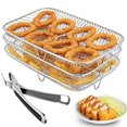 thumbnail image 1 of HLONK Air Fryer Rack for Ninja DZ201 Foodi and Ninja DZ401 Foodi Stackable Square Rack Stainless Steel Multi-Layer Dehydrator Air Flow Rack Air Fryer Accessories, 1 of 10