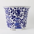 thumbnail image 5 of Euro Ceramica 15'' x 13.5'' x 14'' Blue and White Clay Aviary Garden Planter with Durable Feature, 5 of 5