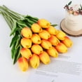thumbnail image 4 of Tulips Artificial Flowers 20 Pcs Yellow Fake Tulip Stems Real Touch PU Tulips for Easter Spring Wedding Bouquet Home Centerpiece Floral Arrangement Table Décor, 4 of 5