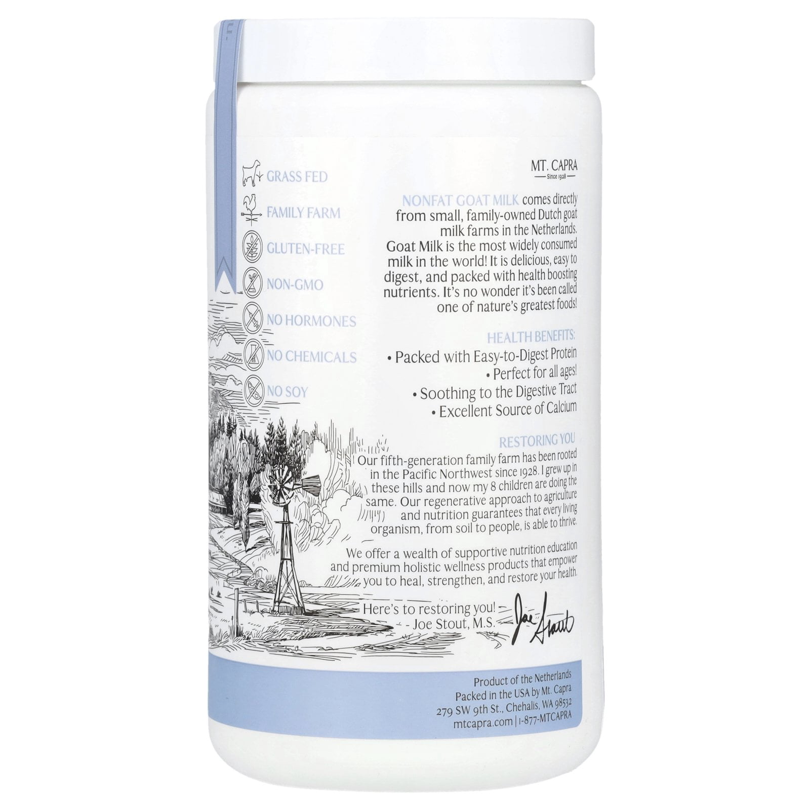 Mt. Capra Nonfat Goat Milk, 1 lb (453 g)