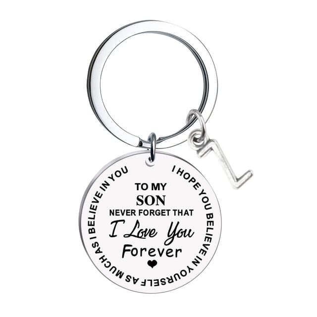 EGNMCR Keychains DIY To My Son Stainless Steel Last Name 26 Letter Keychain 2.5x2.5cm 26 Letter Keychain