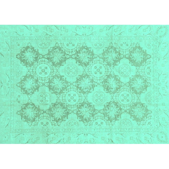 Ahgly Company Indoor Rectangle Oriental Turquoise Blue Traditional Area Rugs, 8' x 12'