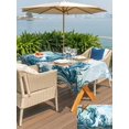 thumbnail image 5 of Outdoor Tablecloth with Umbrella Hole for Patio/Picnic/Party/Camping, Ocean Seahorses Waterproof Table Cloth Rectangle Table Cover Washable, Coastal Animals Seaweed Strafish Compass Blue (60"x 120"), 5 of 8
