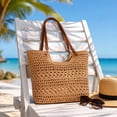 thumbnail image 5 of Btomtd Crochet Cotton Mesh Shoulder Tote Bag, Summer Handmade Woven Beach Bag, Handbag Purses for Women, Khaki, 5 of 7