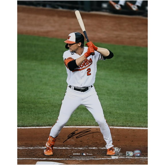 Gunnar Henderson Baltimore Orioles Autographed 16" x 20" White Jersey Batting Stance Photograph - Fanatics Authentic Certified