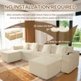 thumbnail image 3 of SEENYOO 133" Cloud Couch, White Modular Sectional Sofa with 2 Ottomans, Corduroy Deep Seat for Living Room, No Assembly Required, 3 of 17