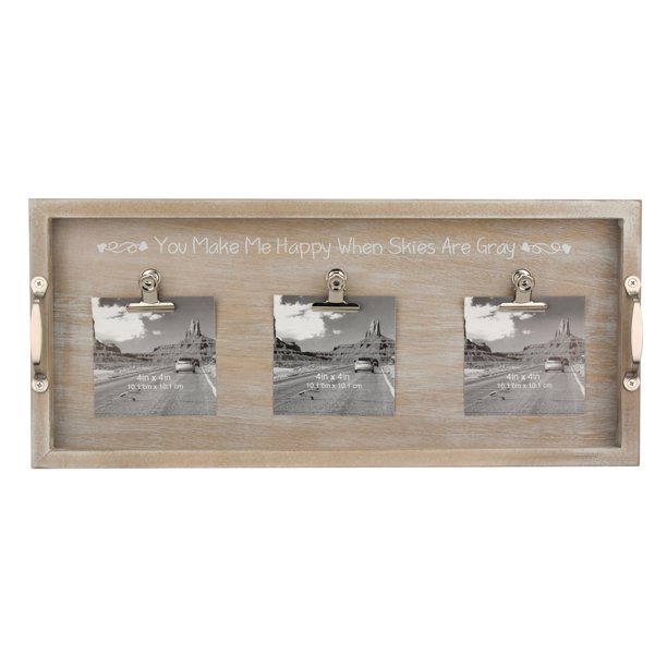 Better Homes & Gardens 4x4 Rectangular Wood Wall Hanging Multi Clip