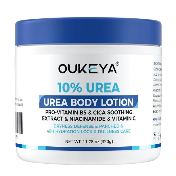 OUKEYA Loción Corporal con Crema de Urea Al 10% Suaviza y Calma la Piel Seca y Agrietada, Loción para el Codo Facial 11.28 oz