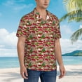 thumbnail image 3 of Sikiie Red Houses Print Men's Hawaiian Shirt, Summer Beach Button Pocket Short Sleeve T-Shirt,Medium, 3 of 7