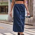 thumbnail image 2 of Edvintorg Jean Skirt for Women Summer Pocket Denim Skirt Casual Loose Mid-Length Skirts Midi Skirt for Women Blue XXL, 2 of 7