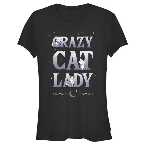 Junior's Aristocats Crazy Cat Lady Graphic Tee Black Medium