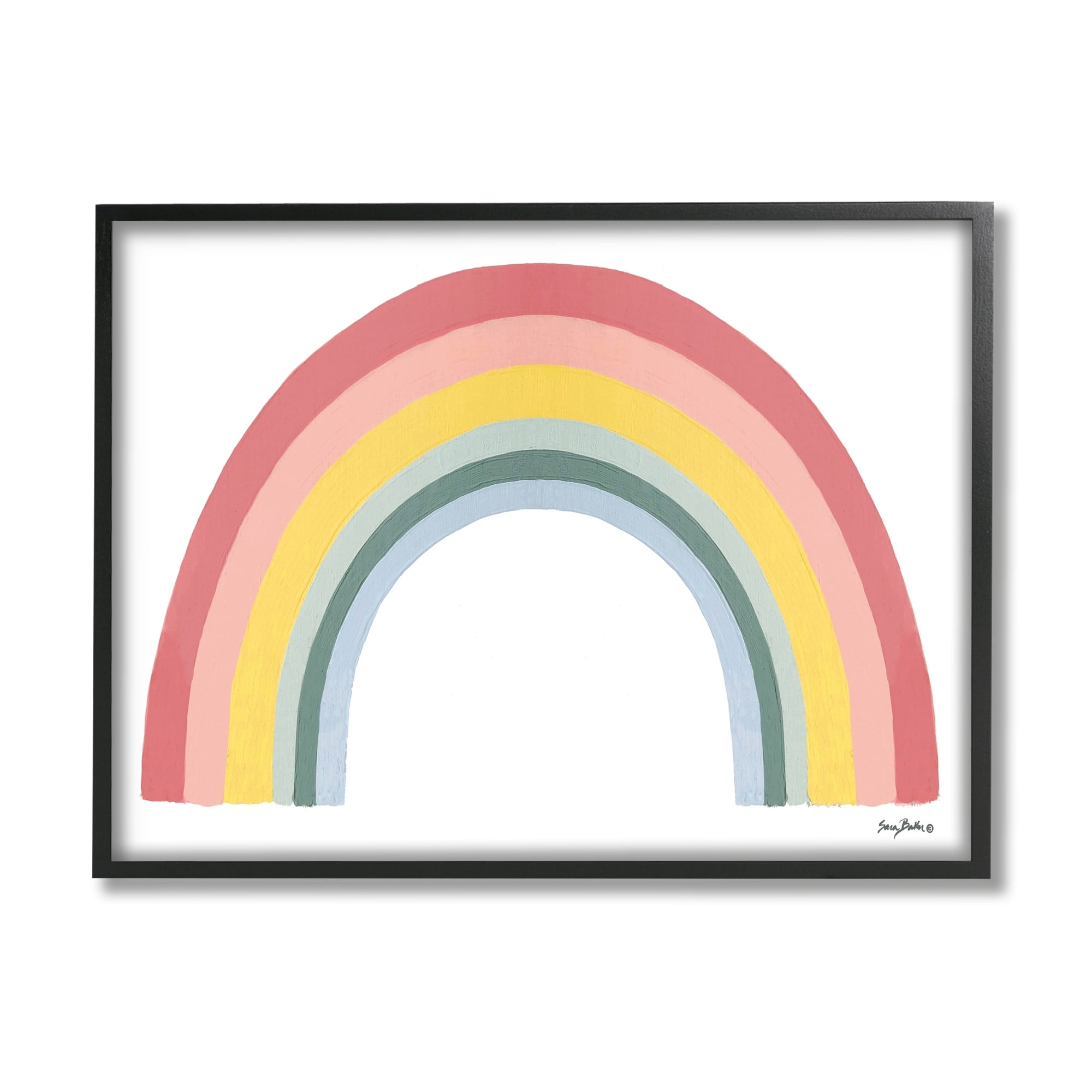 Stupell Industries Casual Arched Rainbow Design Mixed Stripes Painting Graphic Art Black Framed Art Print Wall Art, Design by Sara Baker