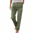 thumbnail image 3 of Htigea Clearance Women's Hiking Pants Lightweight Cargo Pants Elastic Waist Cargo Athletic Pants for All Seasons Today Deals Army Green,L, 3 of 7