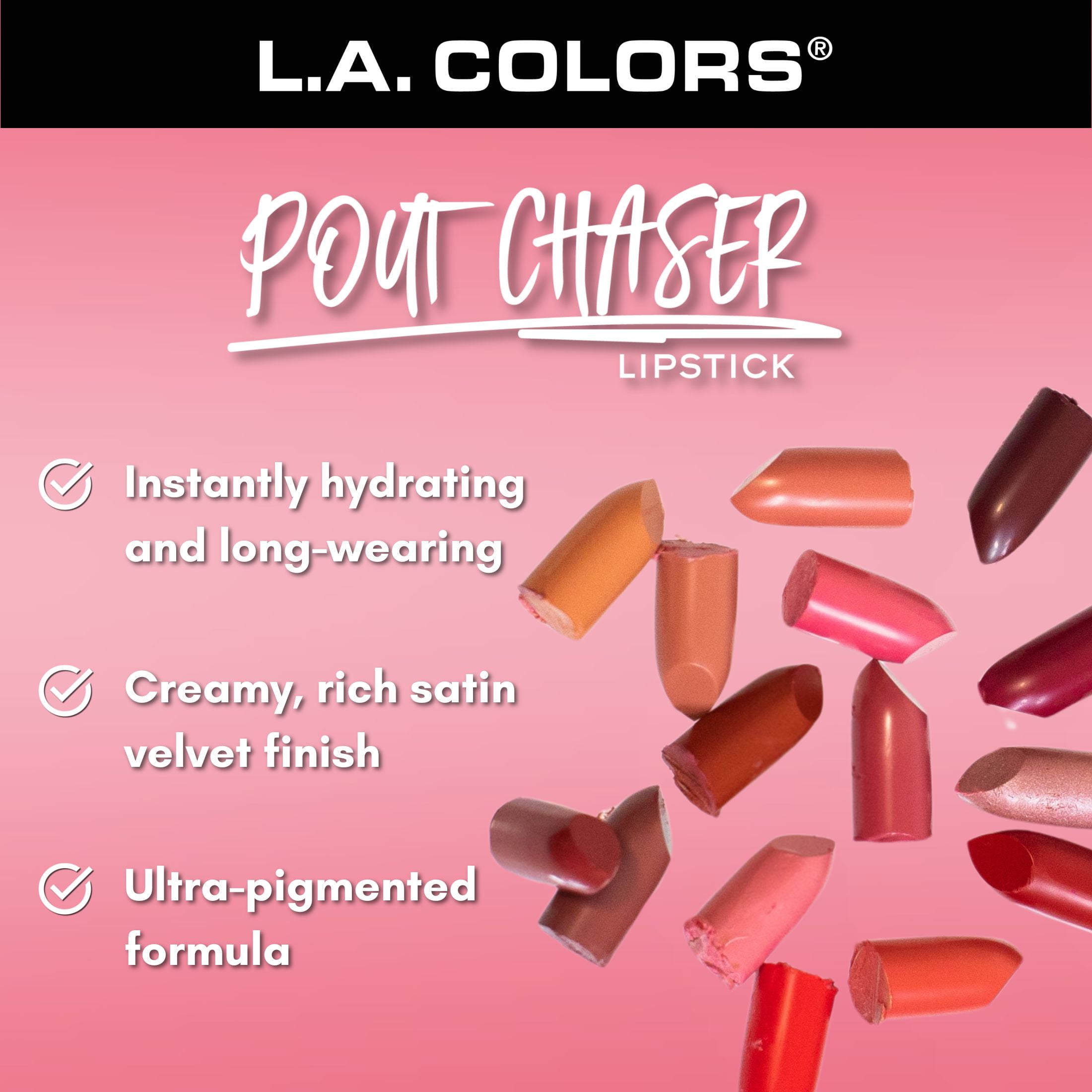 (2 pack) L.A. COLORS Long-Wearing Satin Finish Velvet Pout Chaser Lipstick, Melted Nude, 0.13 oz