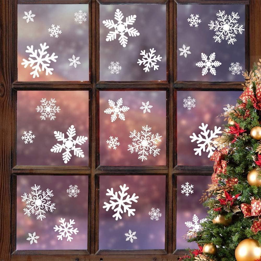 Snowflake Stickers, 108Pcs Reusable Winter Decorations Snowflake Window