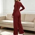 thumbnail image 6 of Diufon Long Sleeve Jumpsuits for Women Back Zipper Elastic Waist Square Neck Wide Leg Overalls Going Out Fall Outfit, 6 of 8