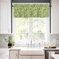 thumbnail image 3 of Daisy Beige Silhouette Kitchen Curtains and Valances Set, Retro Classic Green Backdrop Rod Pocket Window Valance 18 Inch Window Curtain Panels for Living Room Bedroom Laundry, 27.5x24in, 3 Pieces, 3 of 7