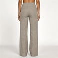 thumbnail image 3 of Womens Straight Leg Linen Style Pants, Drawstring Waist Loose Fit Casual Summer Beach Trousers with Pockets Camel 3XL, 3 of 4