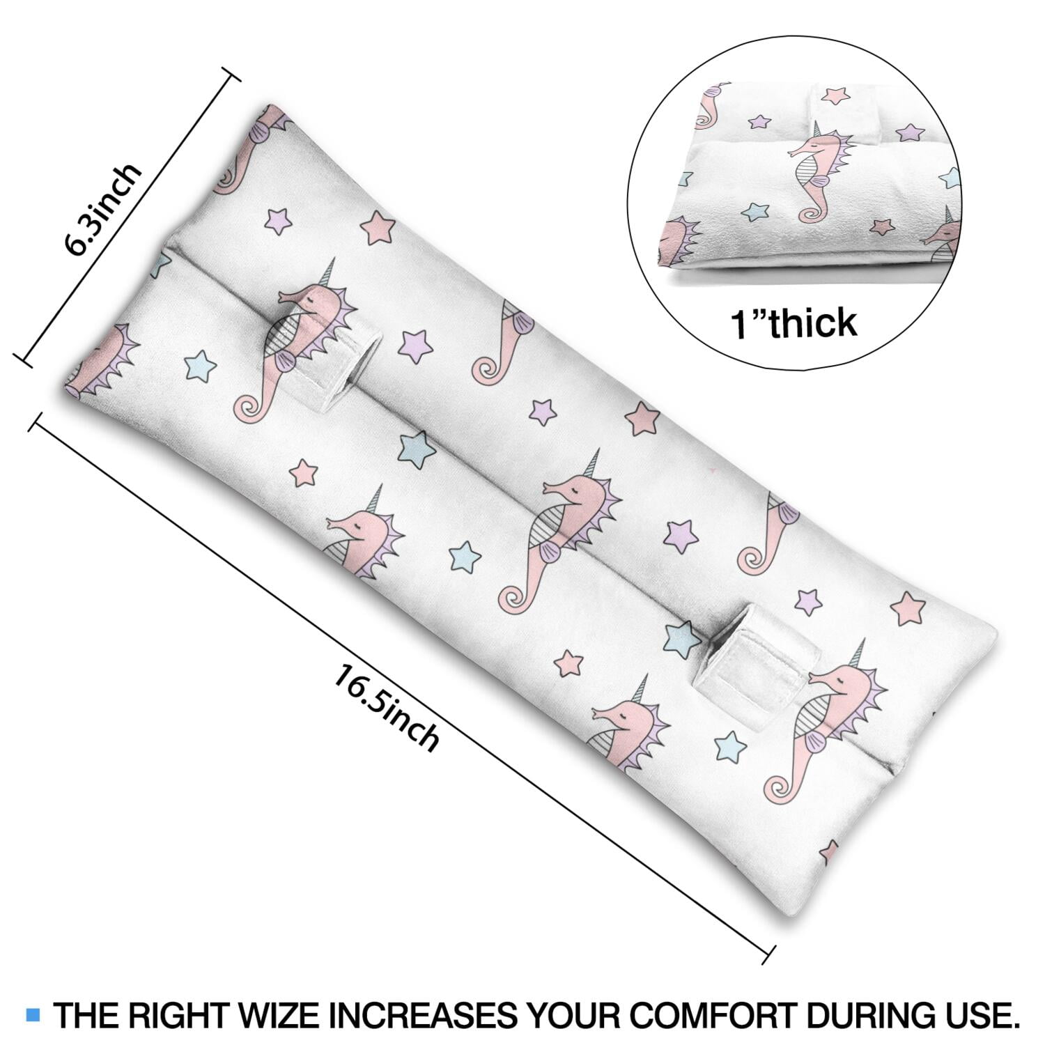 Tropical Seahorse Seat Belt Cushion for Post-Surgery Recovery - Plush Mastectomy Pillow with Coastal Marine Life Prints, Pressure Relief Pad for Women