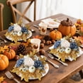 thumbnail image 6 of Gcvizuso Fall Candle Ring Wreath, Pumpkin Maple Leaf Dahlia Floral Centerpiece for Halloween Thanksgiving Table Decor, Light Blue, 6 of 6