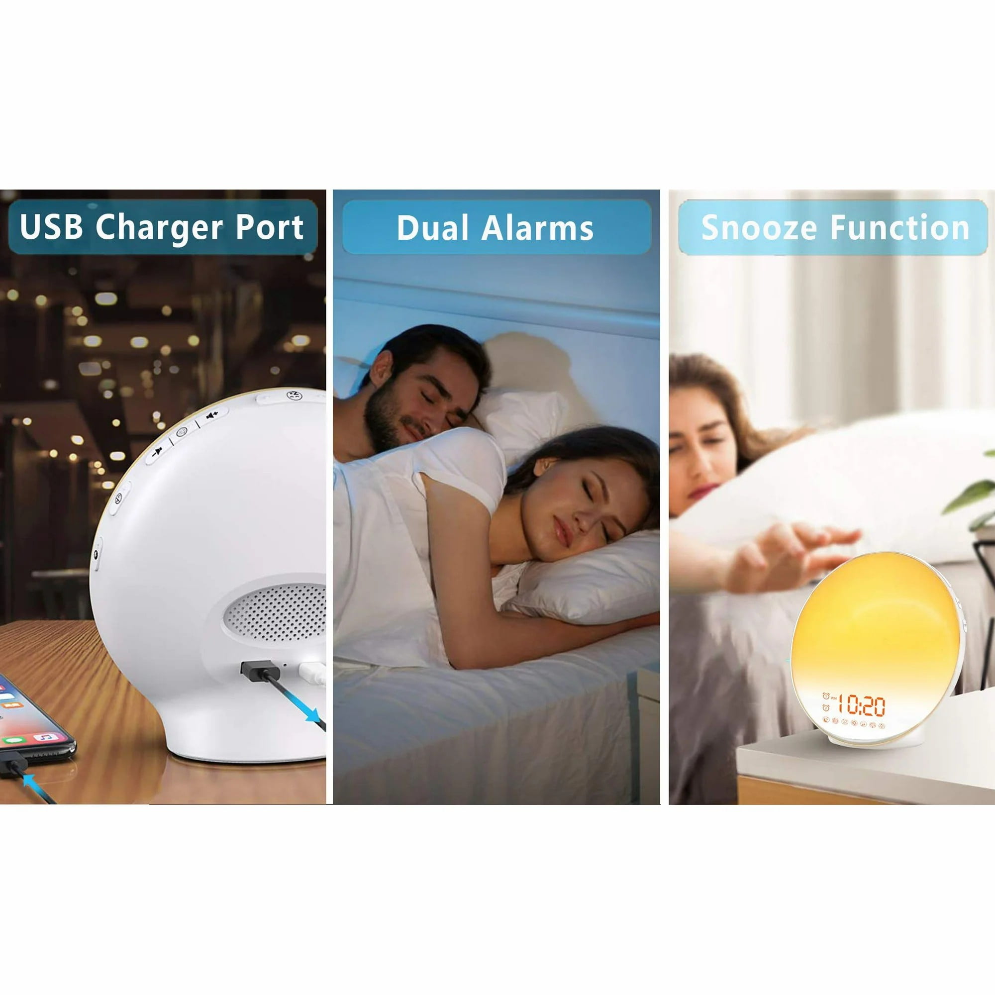 Wake Up Light Sunrise Alarm Clock ,Heavy Sleepers,Bedroom,with Sunrise Simulation,Sleep Aid,Snooze, Nightlight,Daylight,7 Colors,7 Natural Sounds,Ideal Gift
