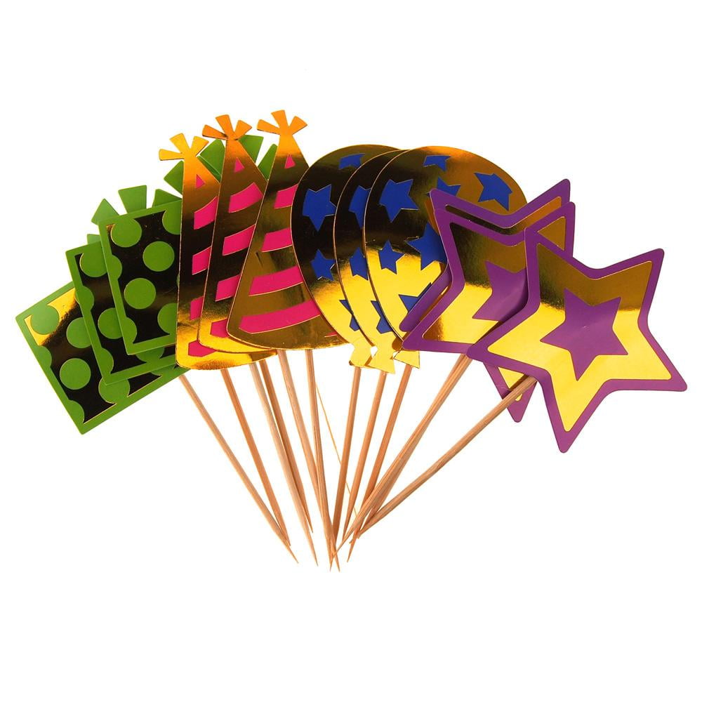 Paper Cupcake Toppers 4 Styles, 51/2Inch, 12Piece