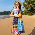 thumbnail image 4 of Naloa Colorful Cats Pattern Art Print Womens Summer A-Line Dress with Pockets,Short Sleeve Dresses,Flowy Beach Swing Dress for Vacation Travel, 4 of 6