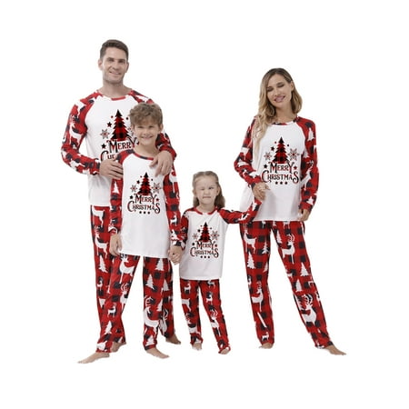 

Sunisery Family Christmas Pjs Matching Sets for Women Men Christmas Tree Print Pajamas Sets Holiday Cotton Pjs Xmas Jammies