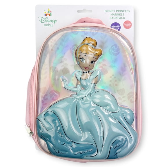 Cinderella 3D Mold Mini Harness Polyester Backpack with Removable Tether, Pink