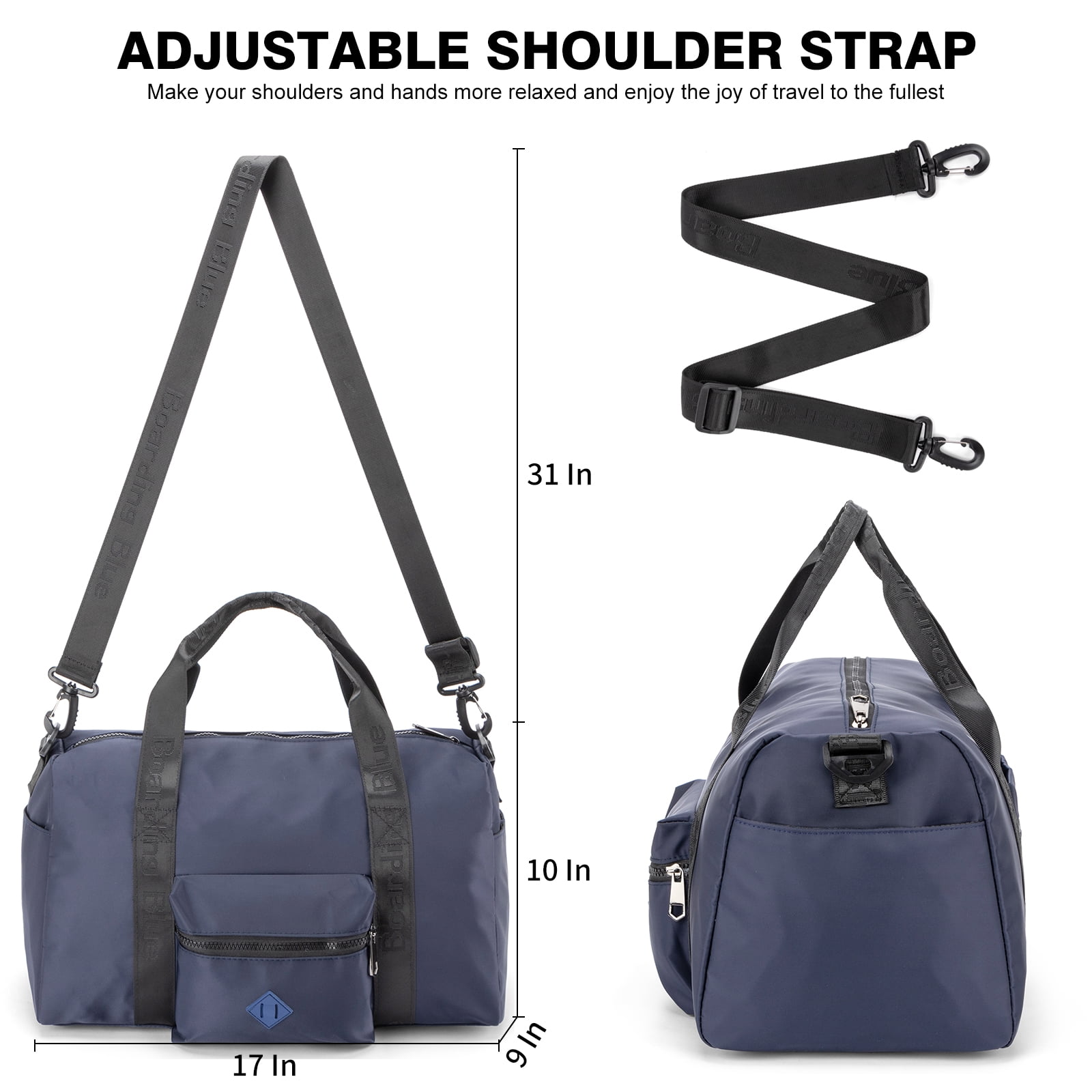 For United Airline 17x10x9 Inches Personal Item Underseat Travel duffle bag, ports Tote Gym Bag,Shoulder Weekender Overnight Bag (Navy)