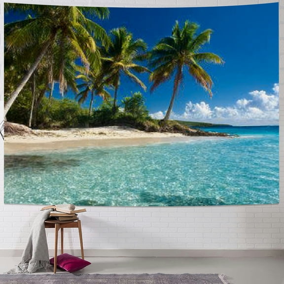 BCIIG Beach Palm Trees Ocean Tapestry Wall Hanging Home Decor 40x30inch