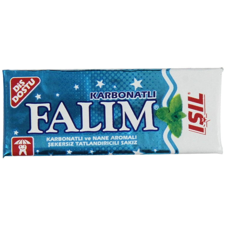 Falim Sugarless Plain Gum with Carbonat and mint aromatic, 20 Pack, 100  Pieces Each 