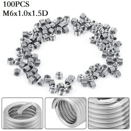 

100Pcs/ M6x1.0x1.5D Stainless-Steel Thread Inserts Repair Insert Assortment Kit