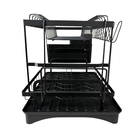 AOOOWER Space Saving Double Layer Dish Drainer With Removable Accessories Rustproof Construction for Countertop Storage