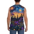 thumbnail image 4 of Lsque Cosmic Irises At Twilight Print Men's Cotton Blend Sleeveless Muscle Shirts (S-3XL)- Moisture Wicking, Odor Protection, UPF 30+,X-Large, 4 of 8