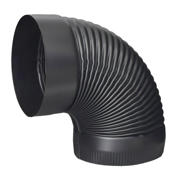 Imperial Manufacturing Group BM0025 8" Black Matte 90° Corrugated Stovepipe Elbow