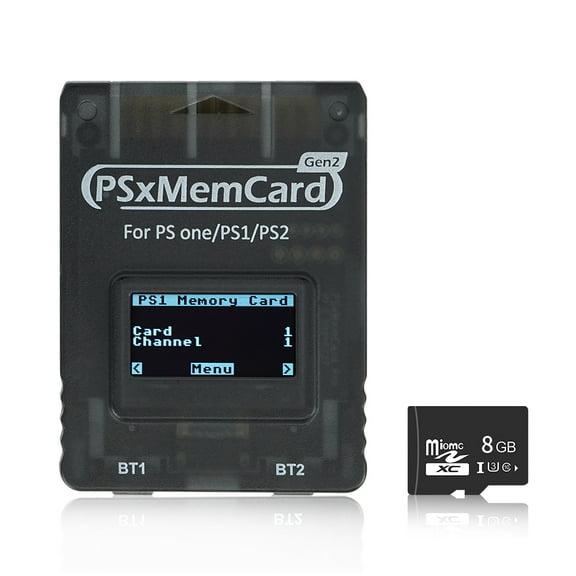 PSxMemCard Gen2 Memory Card for PS1 PS2 OS One Console with 8GB MicroSD Card