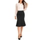 thumbnail image 2 of Falda lápiz con dobladillo rizado Inspire Chic para mujer, de cintura alta, elegante y casual, falda midi XS negra, 2 of 5