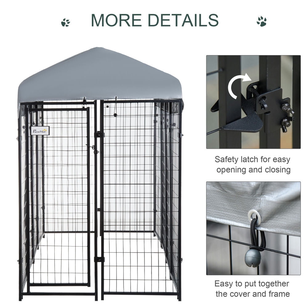 Resenkos Dog Kennel,8' x 4' x 6' Dog Playpen Outdoor, Dog Kennel Dog Exercise Pen with Lockable Door, Water-resistant Canopy, for Medium and Large Dogs